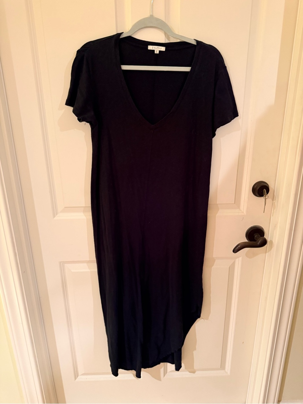 Z Supply Black 100% Cotton V-Neck Maxi Dress